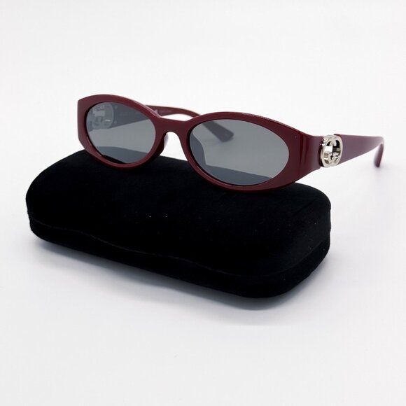 NEW GUCCI SUNGLASSES WOMEN ROUND BURGUNDY GUCCI GG1662SA 006 - Picture 1 of 10